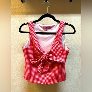 Eva Franco (Anthropologie) Gingham Bow Top, Size M